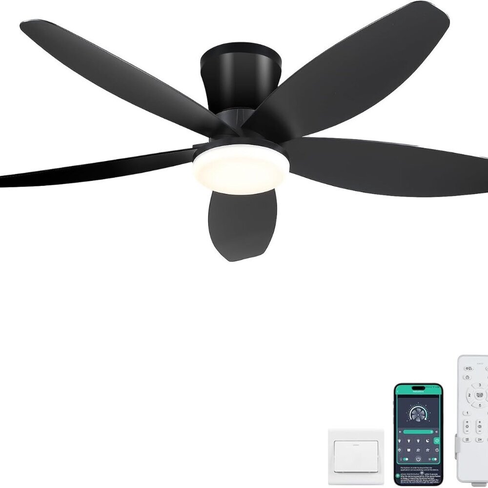 42" Ceiling Fans with Lights-Low Profile Ceiling Fan with Light and Remote/APP C